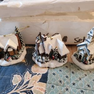 Thomas Kincaid 3 piece ornaments.  New with tags and certificate of authenticity
